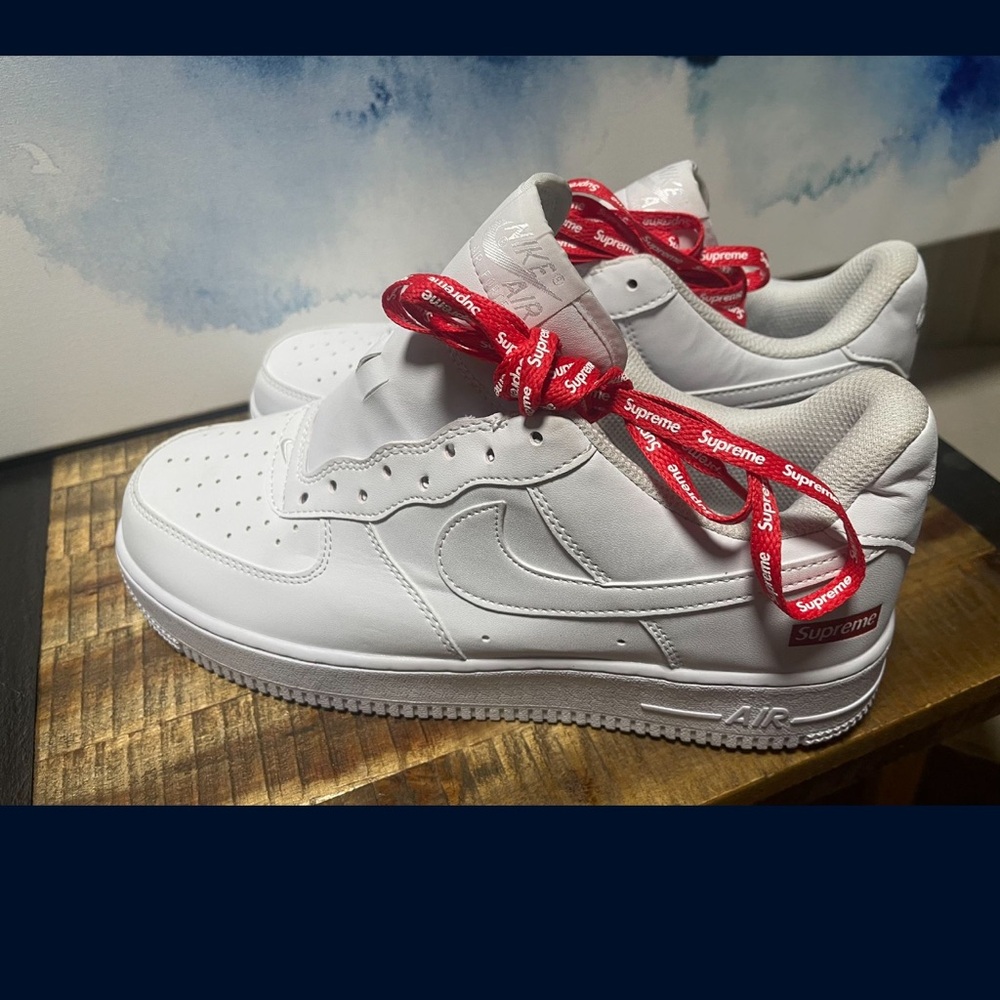 Nike White Sneakers with Red Accents